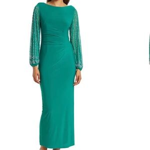 Beaded Long Sleeve Maxi Gown